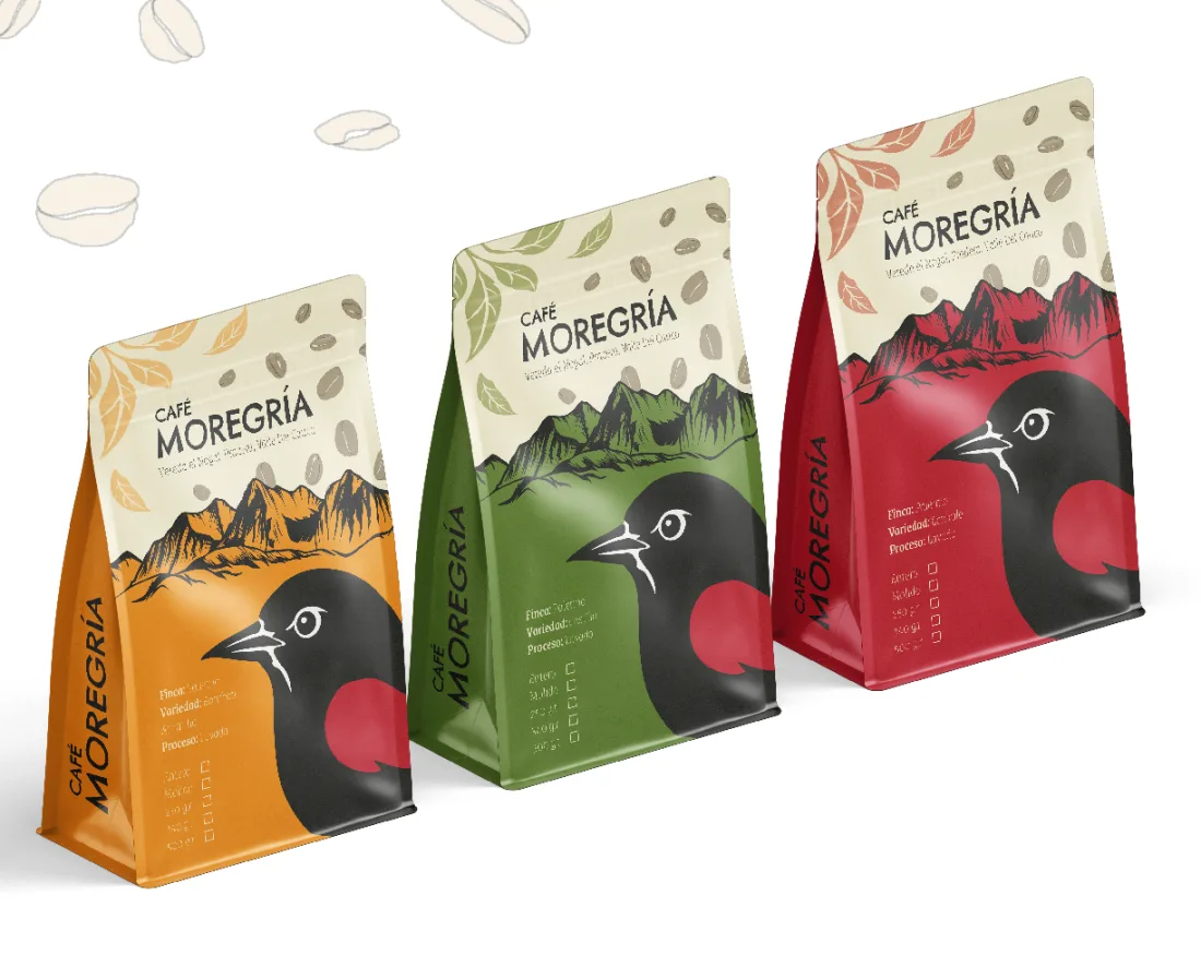 Presentaciones de empaques de Café Moregria listas para comprar online